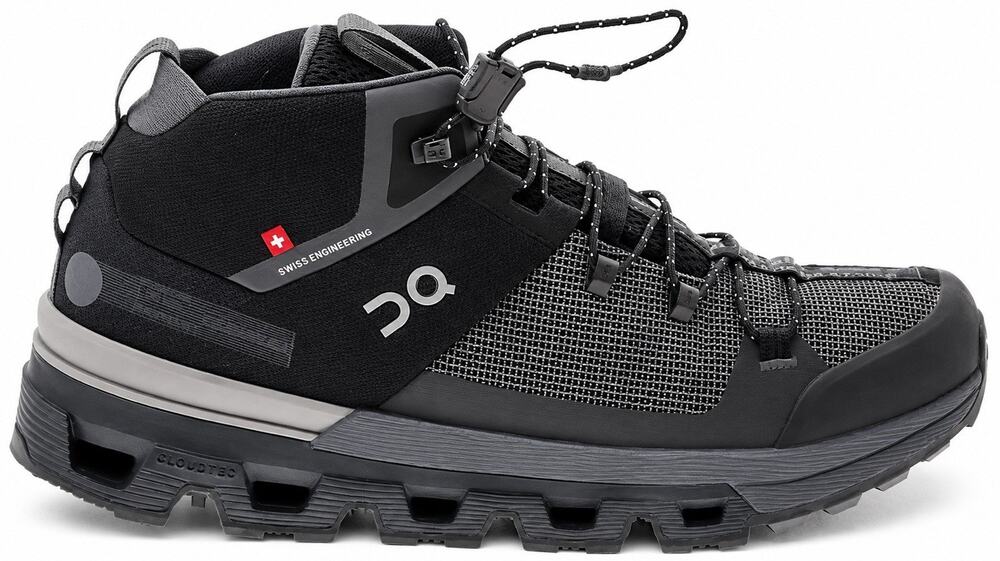 On Cloud Cloudrock Waterproof Hiking Boot Women 8 Black Gray High Top Trail Shoe